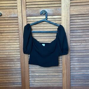 Wilfred Black Puff Sleeve Crop Top